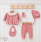 Baby Girls Stiped 5 Piece Set (New Born Only)